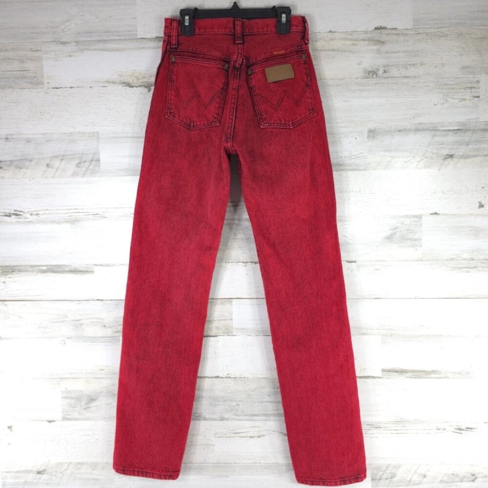 VINTAGE WRANGLER WOMEN'S SIZE 3 COWBOY CUT SLIM FIT RED DENIM JEANS INSEAM 32 in - Picture 3 of 16